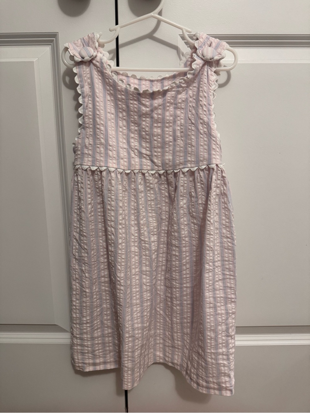 Hannah Kate Pink Stripe Seersucker Sleeveless Dress - 6